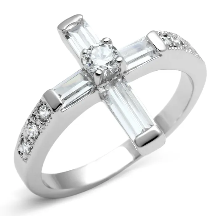 Rings 3W288 Rhodium Brass Ring with AAA Grade CZ in Clear Alamode