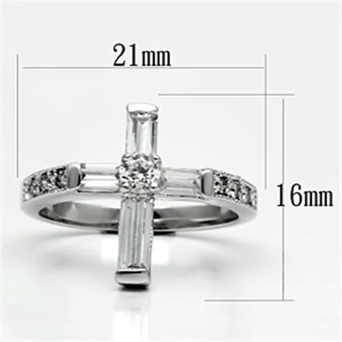 Rings 3W288 Rhodium Brass Ring with AAA Grade CZ in Clear Alamode