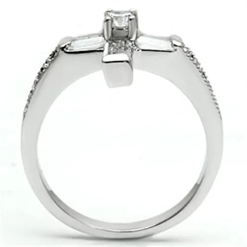 Rings 3W288 Rhodium Brass Ring with AAA Grade CZ in Clear Alamode