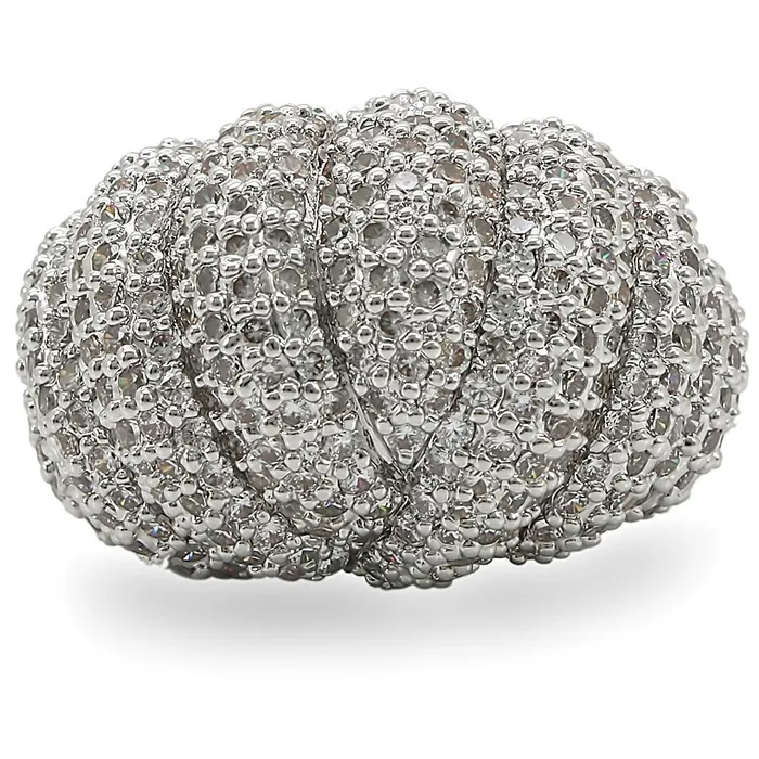 Rings Alamode 1W020 Rhodium Brass Ring with AAA Grade CZ in Clear