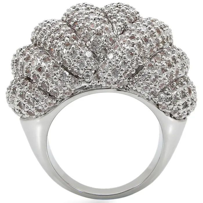 Rings Alamode 1W020 Rhodium Brass Ring with AAA Grade CZ in Clear