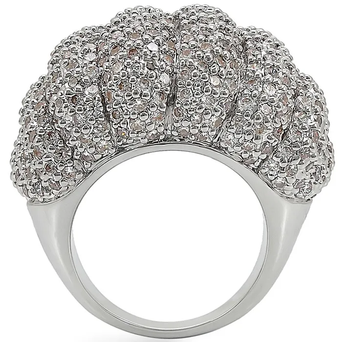 Rings Alamode 1W020 Rhodium Brass Ring with AAA Grade CZ in Clear
