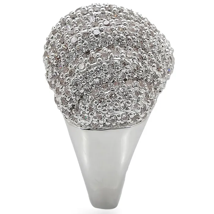 Rings Alamode 1W020 Rhodium Brass Ring with AAA Grade CZ in Clear