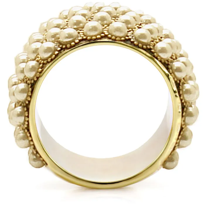 Rings Alamode 1W057 Gold Brass Ring with Synthetic Pearl in Citrine Yellow