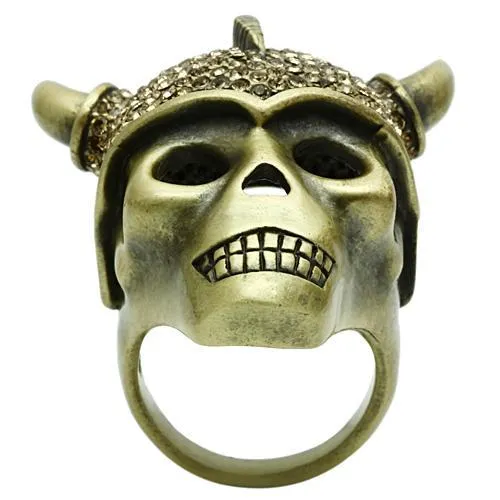 Rings Alamode 3W019 Antique Copper White Metal Ring with Top Grade Crystal in Citrine Yellow