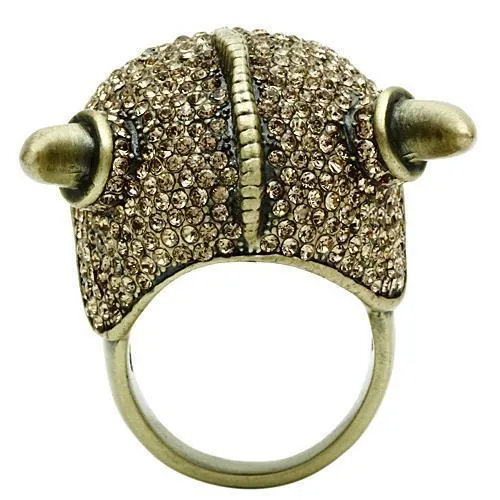 Rings Alamode 3W019 Antique Copper White Metal Ring with Top Grade Crystal in Citrine Yellow