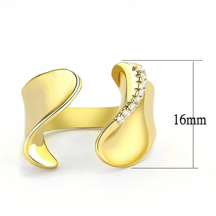 Rings Alamode 3W1475 Gold Brass Ring with AAA Grade CZ in Clear
