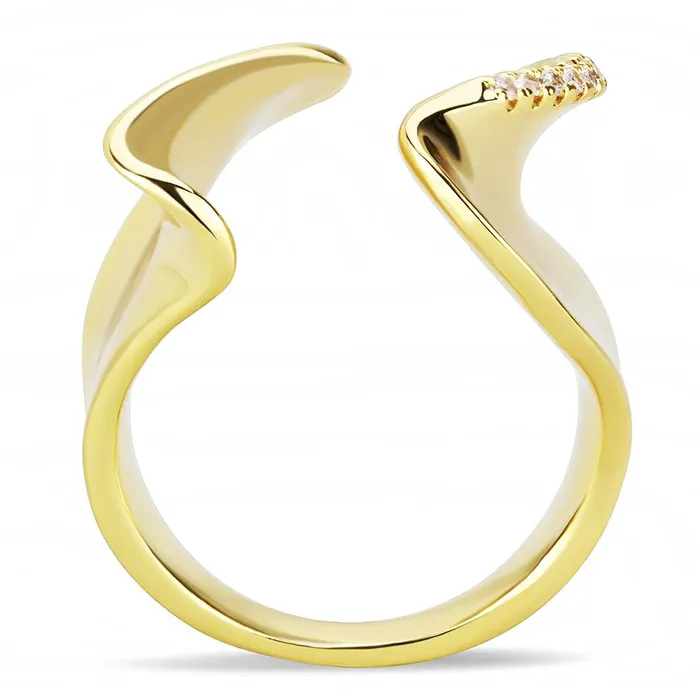 Rings Alamode 3W1475 Gold Brass Ring with AAA Grade CZ in Clear