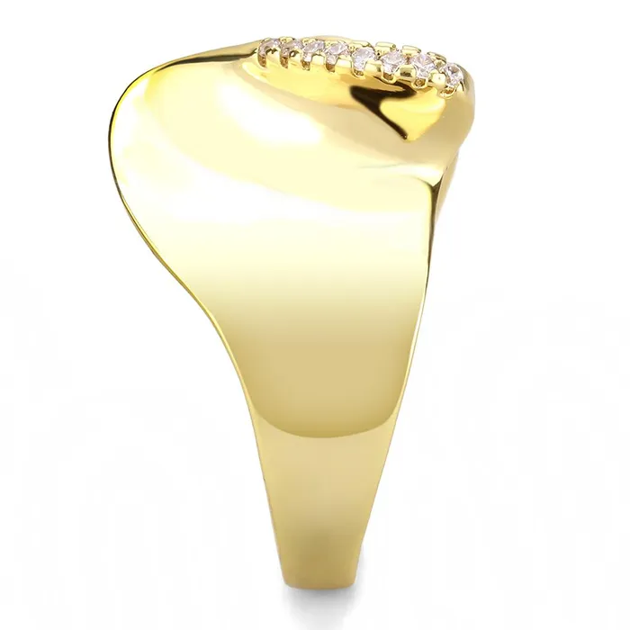 Rings Alamode 3W1475 Gold Brass Ring with AAA Grade CZ in Clear