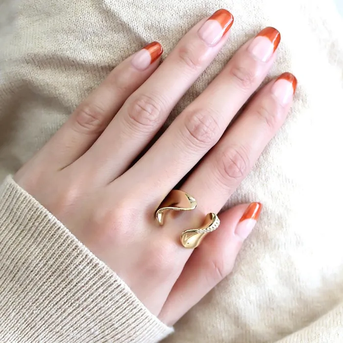 Rings Alamode 3W1475 Gold Brass Ring with AAA Grade CZ in Clear