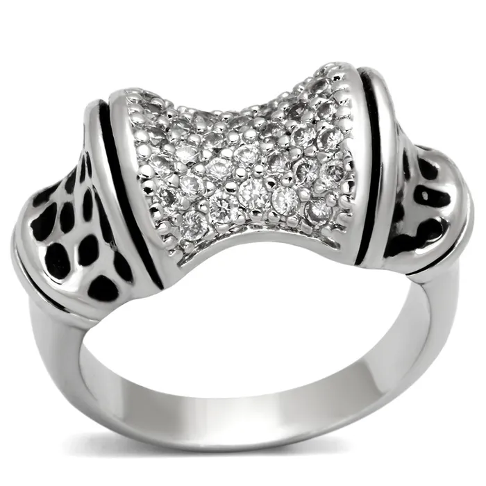 Rings Alamode 3W324 Rhodium Brass Ring with AAA Grade CZ in Clear