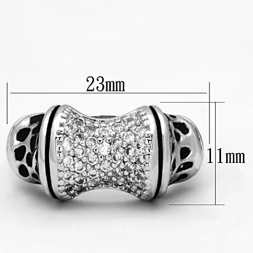 Rings Alamode 3W324 Rhodium Brass Ring with AAA Grade CZ in Clear