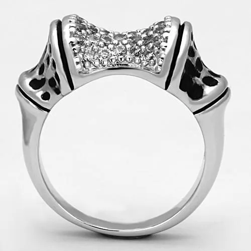 Rings Alamode 3W324 Rhodium Brass Ring with AAA Grade CZ in Clear