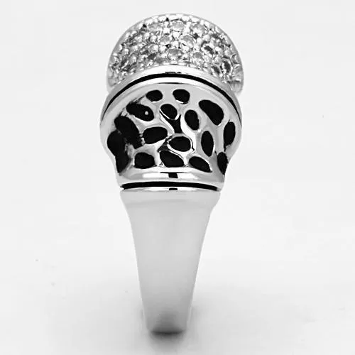 Rings Alamode 3W324 Rhodium Brass Ring with AAA Grade CZ in Clear