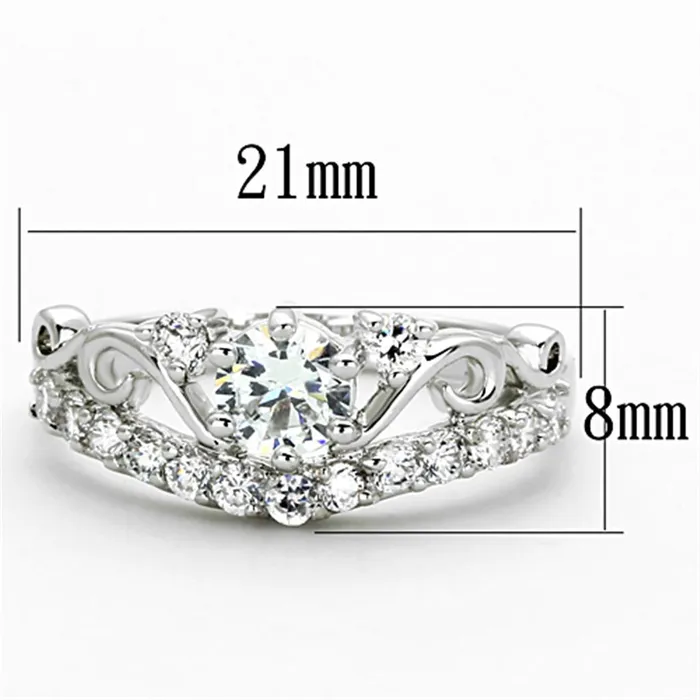 Rings Alamode 3W483 Rhodium Brass Ring with Top Grade Crystal in Clear