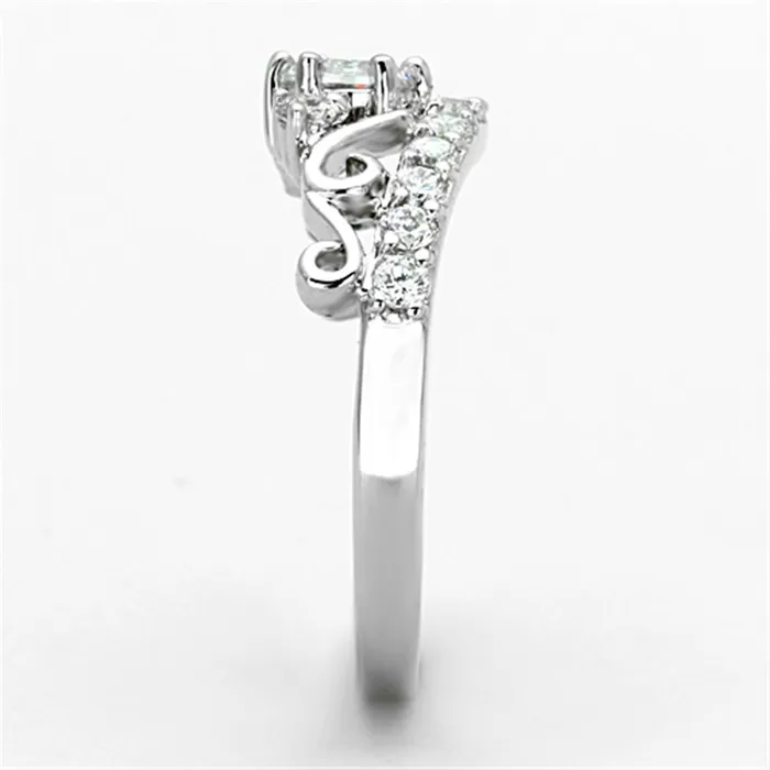 Rings Alamode 3W483 Rhodium Brass Ring with Top Grade Crystal in Clear