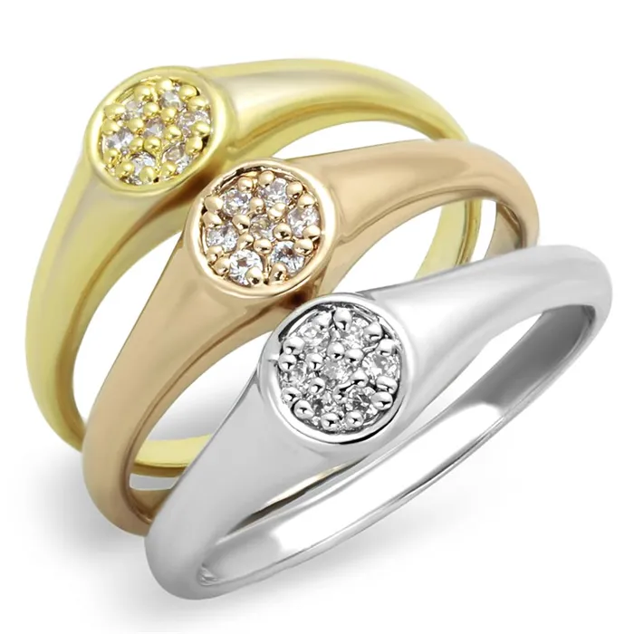 Rings Alamode 3W862 Rhodium Gold Rose Gold Brass Ring with AAA Grade CZ in Clear Rings Alamode 3W862 Rhodium Gold Rose Gold Brass Ring with AAA Grade CZ in Clear