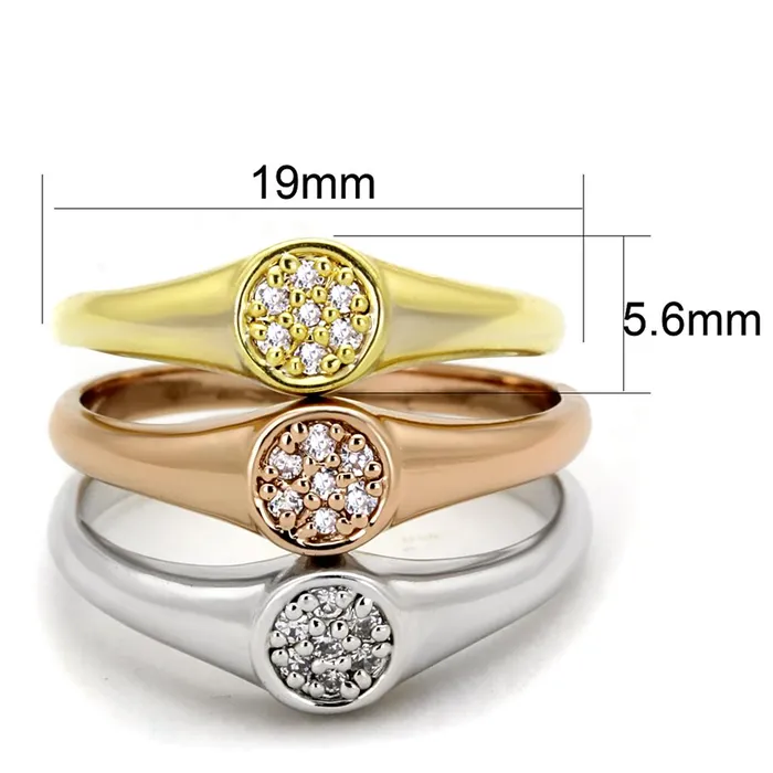 Rings Alamode 3W862 Rhodium Gold Rose Gold Brass Ring with AAA Grade CZ in Clear