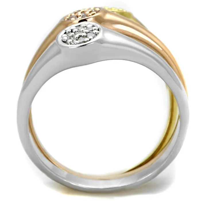 Rings Alamode 3W862 Rhodium Gold Rose Gold Brass Ring with AAA Grade CZ in Clear
