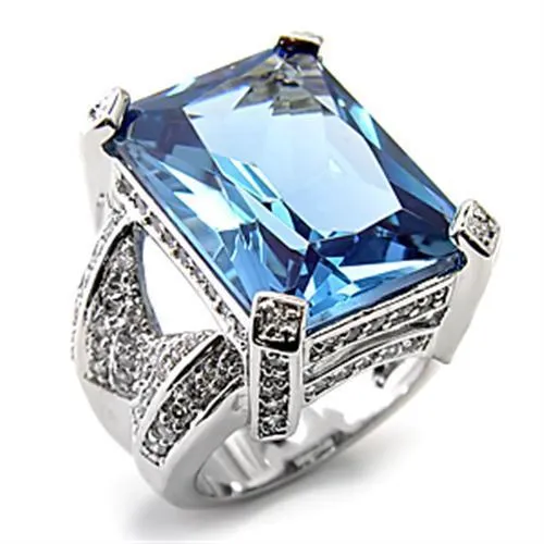 Rings Alamode 7X315 Rhodium 925 Sterling Silver Ring with AAA Grade CZ Spinel in London Blue Rings Alamode 7X315 Rhodium 925 Sterling Silver Ring with AAA Grade CZ Spinel in London Blue