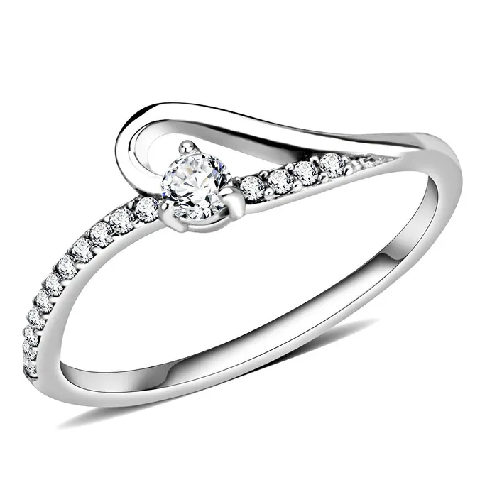 Rings Alamode DA148 High polished no plating Stainless Steel Ring with AAA Grade CZ in Clear Rings Alamode DA148 High polished no plating Stainless Steel Ring with AAA Grade CZ in Clear