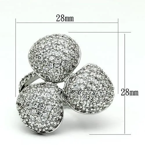 Rings Alamode LO2526 Rhodium Brass Ring with AAA Grade CZ in Clear