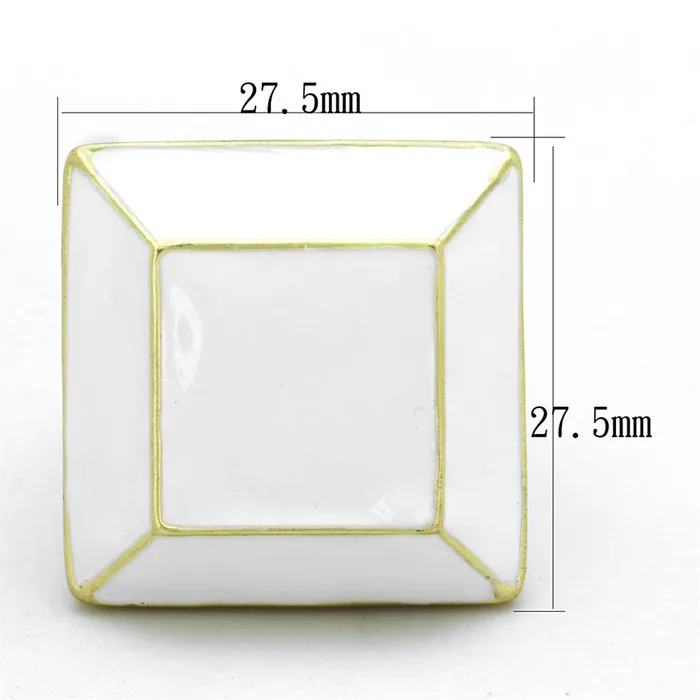 Rings Alamode LO3604 Gold Brush Brass Ring with Epoxy in White