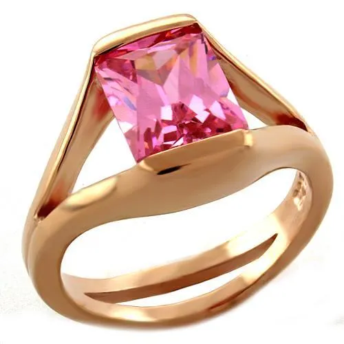 Rings Alamode LOAS1045 Rose Gold 925 Sterling Silver Ring with AAA Grade CZ in Rose Rings Alamode LOAS1045 Rose Gold 925 Sterling Silver Ring with AAA Grade CZ in Rose