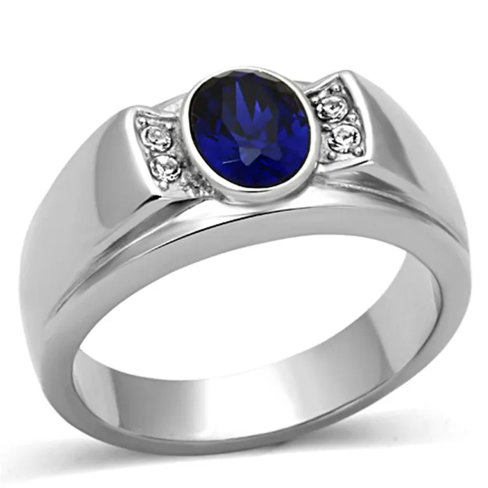 Rings Alamode TK1184 High polished no plating Stainless Steel Ring with Synthetic Synthetic Glass in Montana Rings Alamode TK1184 High polished no plating Stainless Steel Ring with Synthetic Synthetic Glass in Montana