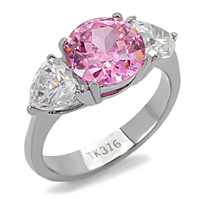 Rings Alamode TK164 High polished no plating Stainless Steel Ring with AAA Grade CZ in Rose Rings Alamode TK164 High polished no plating Stainless Steel Ring with AAA Grade CZ in Rose