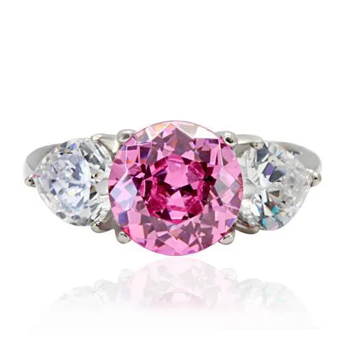 Rings Alamode TK164 High polished no plating Stainless Steel Ring with AAA Grade CZ in Rose