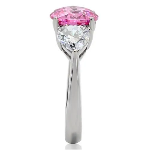 Rings Alamode TK164 High polished no plating Stainless Steel Ring with AAA Grade CZ in Rose