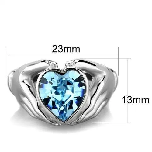 Rings Alamode TK1775 High polished no plating Stainless Steel Ring with Top Grade Crystal in Sea Blue