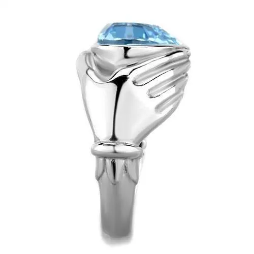 Rings Alamode TK1775 High polished no plating Stainless Steel Ring with Top Grade Crystal in Sea Blue