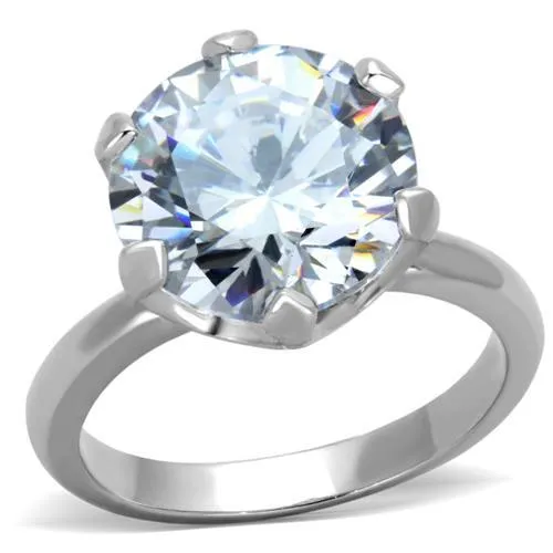 Rings Alamode TK1823 High polished no plating Stainless Steel Ring with AAA Grade CZ in Clear Rings Alamode TK1823 High polished no plating Stainless Steel Ring with AAA Grade CZ in Clear