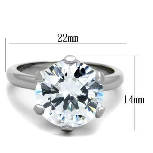 Rings Alamode TK1823 High polished no plating Stainless Steel Ring with AAA Grade CZ in Clear