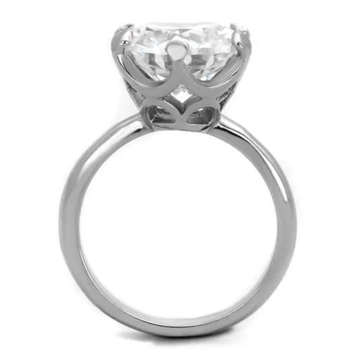 Rings Alamode TK1823 High polished no plating Stainless Steel Ring with AAA Grade CZ in Clear