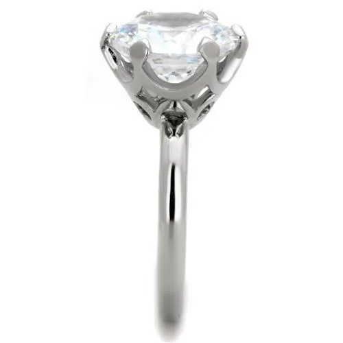 Rings Alamode TK1823 High polished no plating Stainless Steel Ring with AAA Grade CZ in Clear