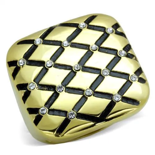 Rings Alamode TK1886 IP GoldIon Plating Stainless Steel Ring with Top Grade Crystal in Clear Rings Alamode TK1886 IP GoldIon Plating Stainless Steel Ring with Top Grade Crystal in Clear