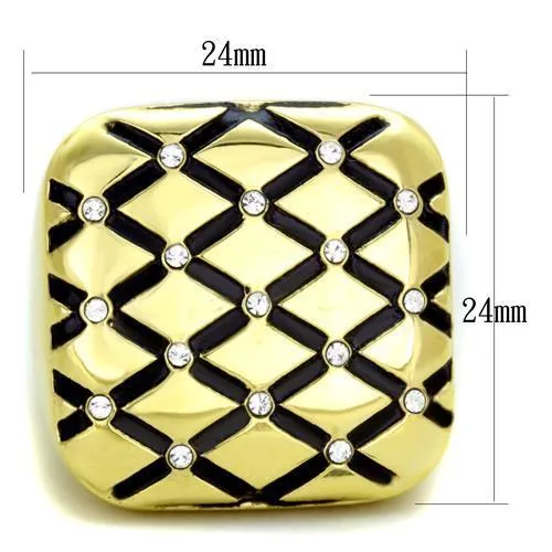 Rings Alamode TK1886 IP GoldIon Plating Stainless Steel Ring with Top Grade Crystal in Clear