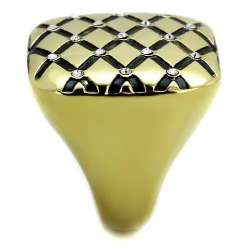 Rings Alamode TK1886 IP GoldIon Plating Stainless Steel Ring with Top Grade Crystal in Clear