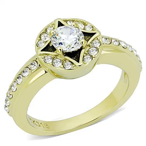 Rings Alamode TK3034 IP GoldIon Plating Stainless Steel Ring with AAA Grade CZ in Clear Rings Alamode TK3034 IP GoldIon Plating Stainless Steel Ring with AAA Grade CZ in Clear