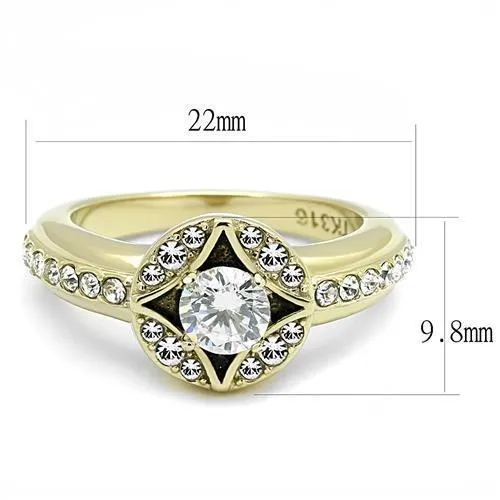 Rings Alamode TK3034 IP GoldIon Plating Stainless Steel Ring with AAA Grade CZ in Clear