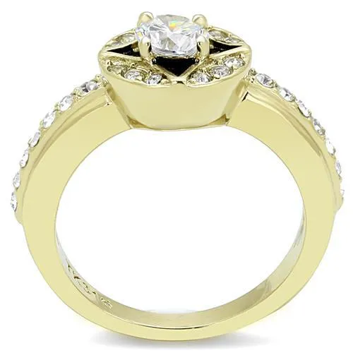 Rings Alamode TK3034 IP GoldIon Plating Stainless Steel Ring with AAA Grade CZ in Clear