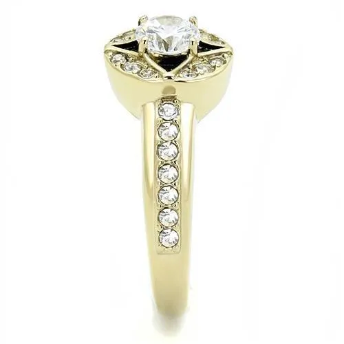 Rings Alamode TK3034 IP GoldIon Plating Stainless Steel Ring with AAA Grade CZ in Clear