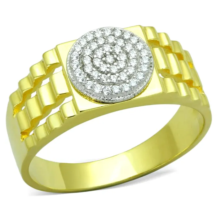 Rings Alamode TS237 GoldRhodium 925 Sterling Silver Ring with AAA Grade CZ in Clear