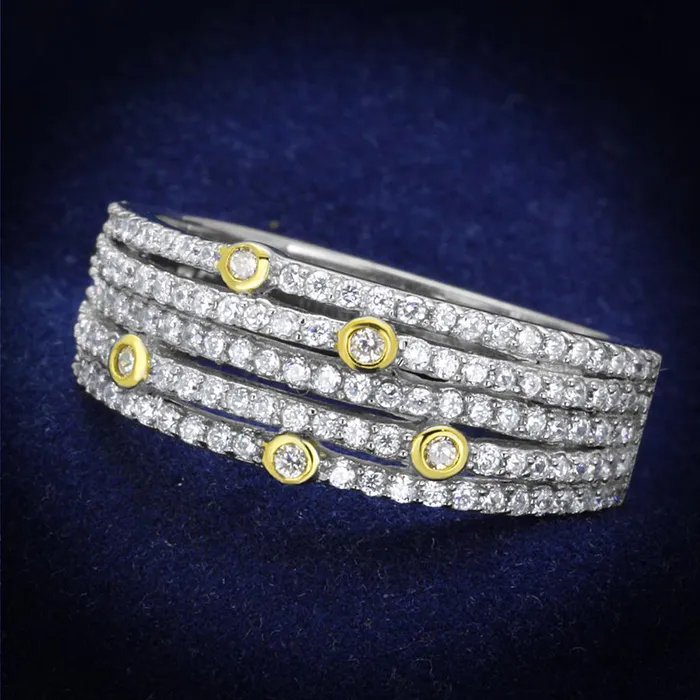 Rings Alamode TS251 Reverse TwoTone 925 Sterling Silver Ring with AAA Grade CZ in Clear Rings Alamode TS251 Reverse TwoTone 925 Sterling Silver Ring with AAA Grade CZ in Clear