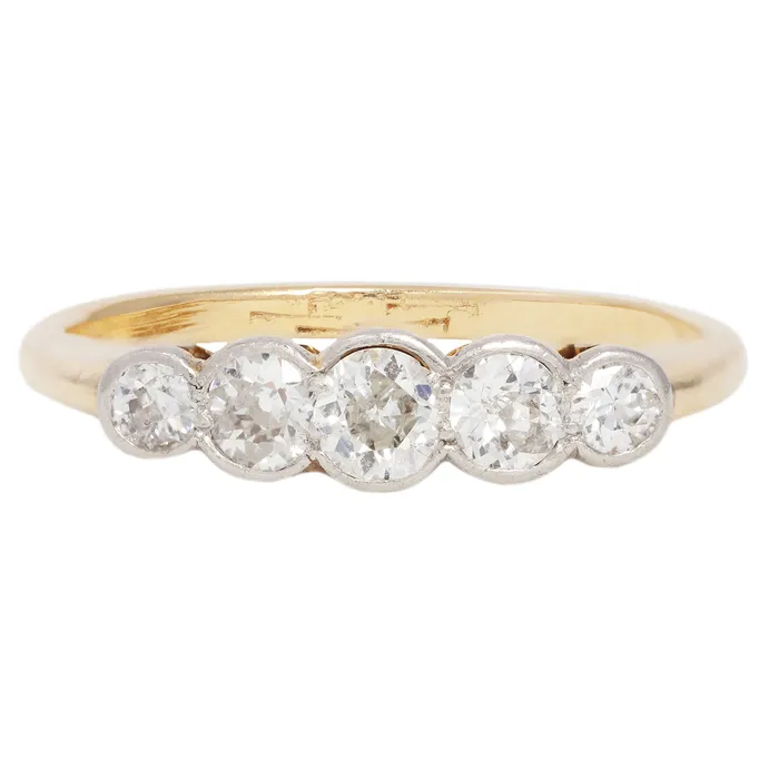 Rings Antique Vintage Jewelry Vintage Quintet Diamond Ring
