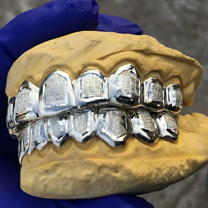 Rings Bling Cartel Admin 925 Sterling Silver Diamond Dust With White Border Custom Grillz