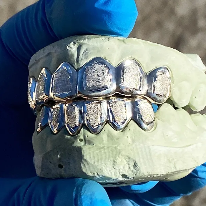 Rings Bling Cartel Admin 925 Sterling Silver Diamond Dust With White Border Custom Grillz